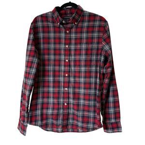 Banana‎ Republic Men's Medium (M) Untucked Fit Red Plaid Long Sleeve Shirt